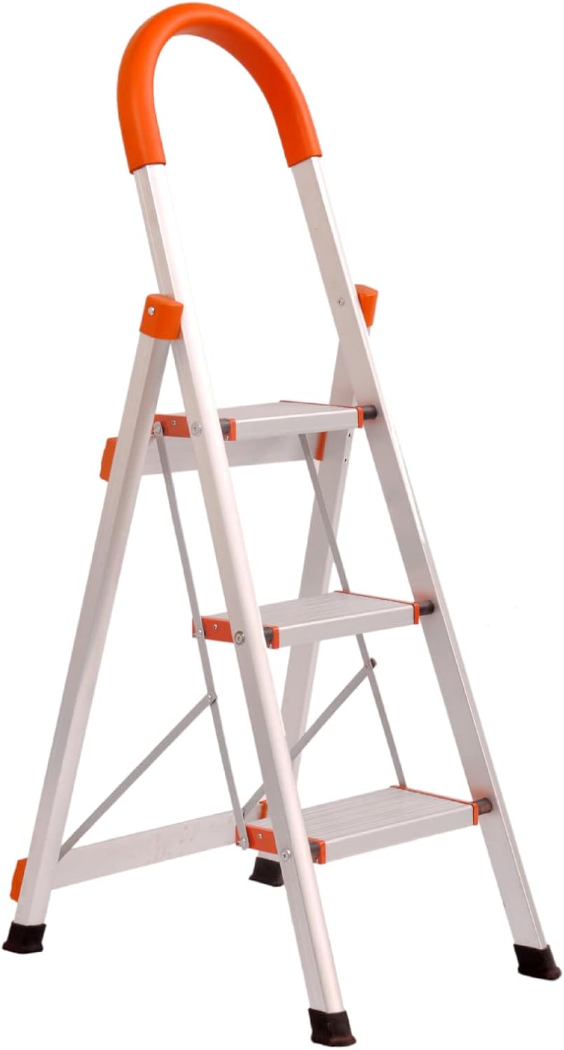 Folding Step Ladder Anti-Slip with Rubber Hand Grip Lightweight Multi Purpose Portable Home Ladder