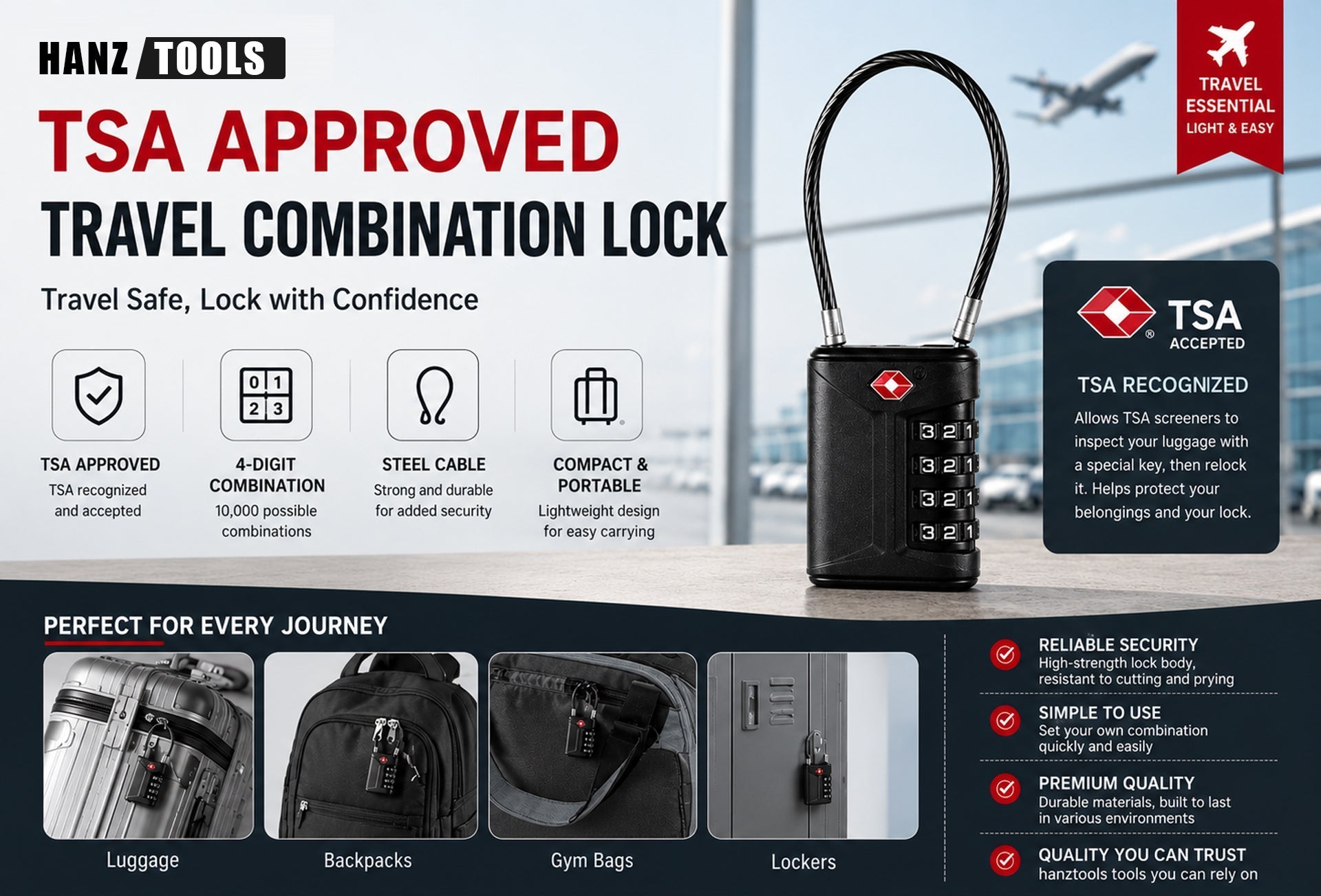 HANZTOOLS Combination Locks & Padlocks: Reliable Security for Everyday Protection