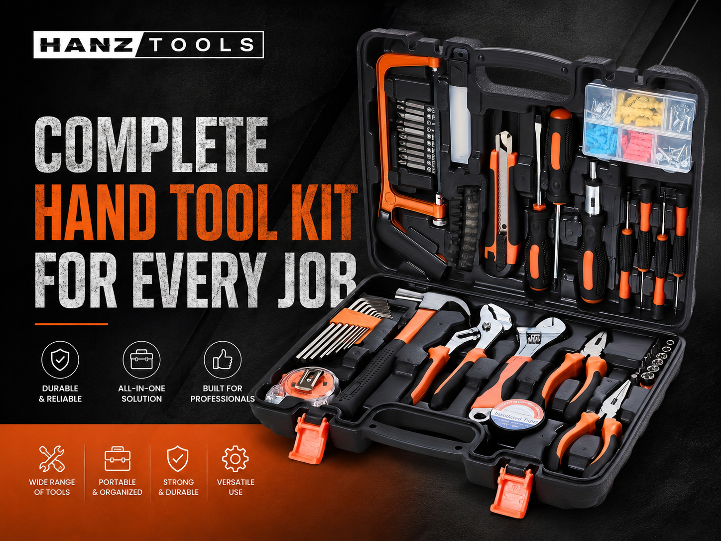Tools and Equipment 160PCS Hand Tool Set for Home Repair and Workshop Use