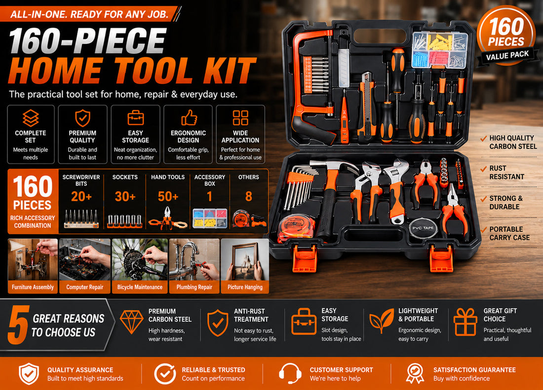Be Ready for Every Repair with the 160-Piece Home Hand Tool Set