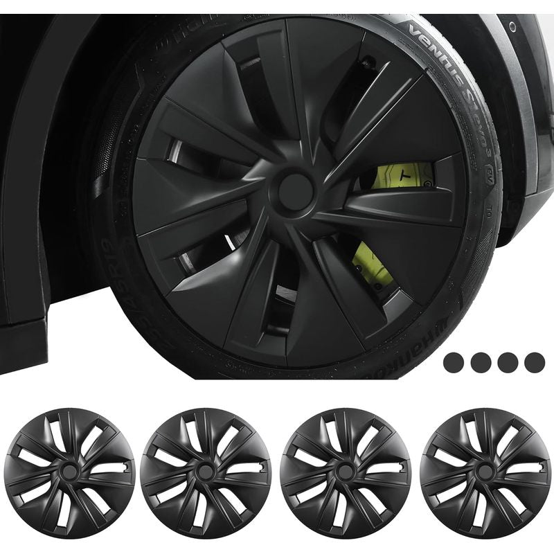 4PCS Wheel Covers 19 Inch for Tesla Model Y 2024, Hubcaps Dark Wheel Cover Hubcaps Compatible with Tesla Model Y Accessories 2024 2023 2022 2021, 4 Pcs Rim Protector( Asymmetry) 