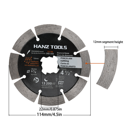 HANZ TOOLS Ultra-Premium Diamond Blade 115mm (DID-545) –  Porcelain & Stone Specialist