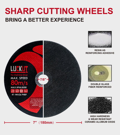 7" 180mm Angle Grinder Cutting Discs 25pcs - Thin Cut Off Wheels Disks for Metal