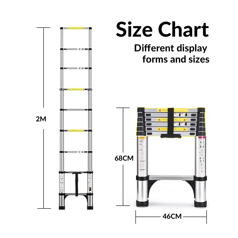 Telescoping Ladders – 6.5-16.5 FT Aluminum Extension Ladder with 2 Triangle Stabilizers, 330 lbs Capacity