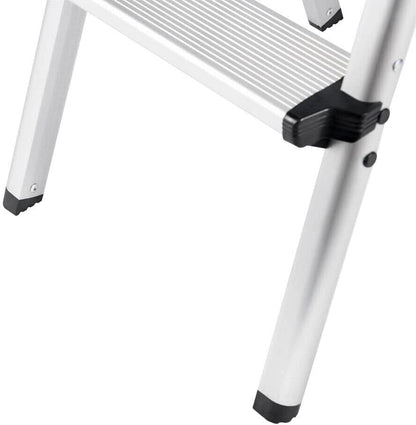 Folding Small 2 Step Stool 330lbs with Non-Slip Feets, Aluminum Lightweight Metal Step Stool, Portable Solid Handy Work Ladder for Home, Kitchen, RV, Garage