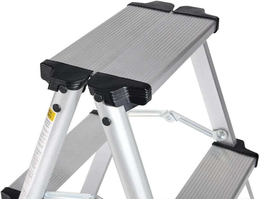 Folding Small 2 Step Stool 330lbs with Non-Slip Feets, Aluminum Lightweight Metal Step Stool, Portable Solid Handy Work Ladder for Home, Kitchen, RV, Garage