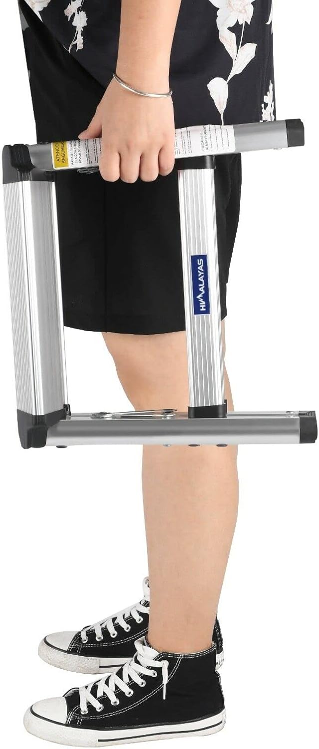 Folding Small 2 Step Stool 330lbs with Non-Slip Feets, Aluminum Lightweight Metal Step Stool, Portable Solid Handy Work Ladder for Home, Kitchen, RV, Garage