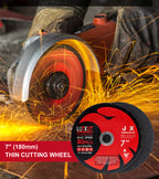7" / 180mm Angle Grinder Cutting Discs – Thin Metal Cut-Off Wheels for Stainless Steel | 25/50/100/200 Pack