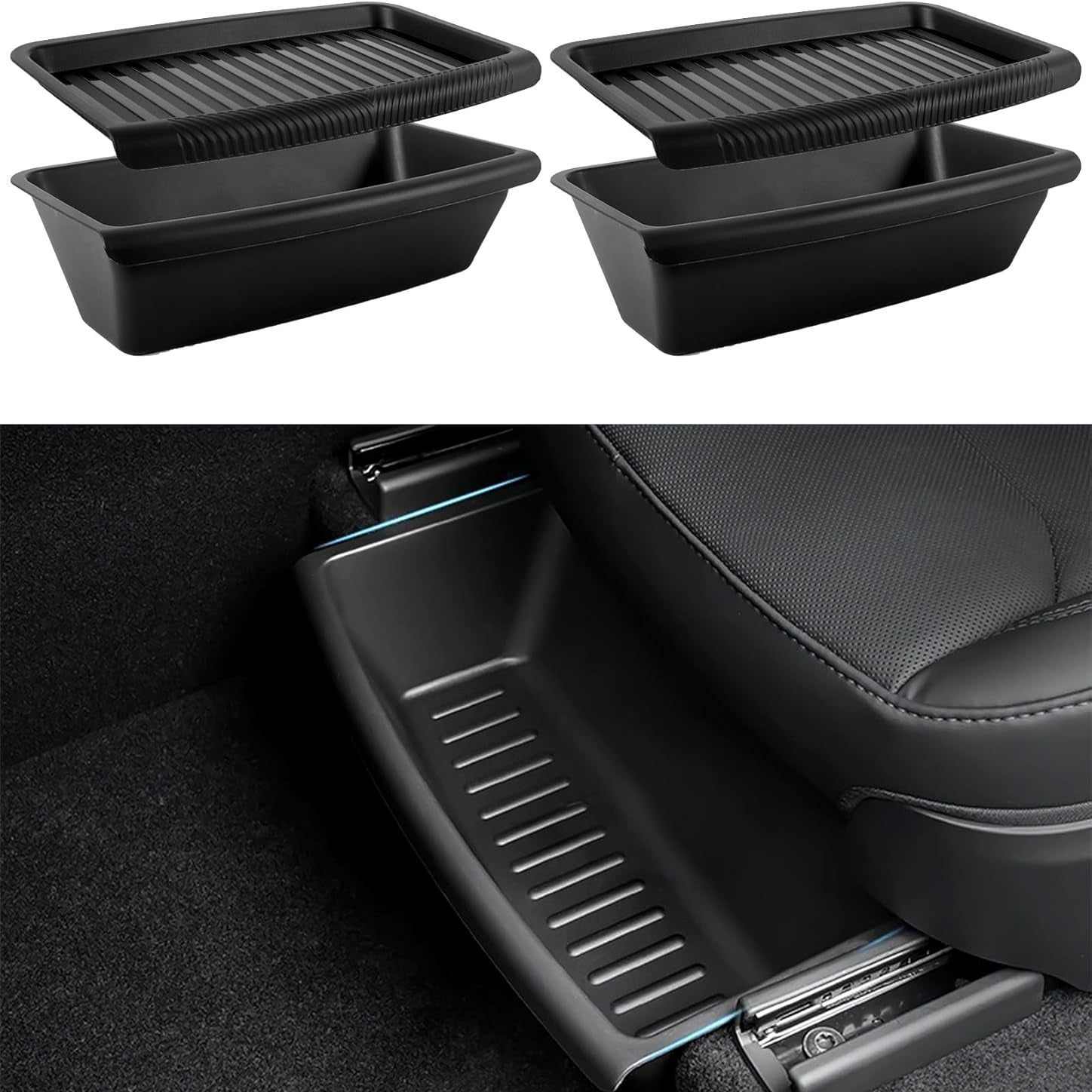 2Pcs Underseat Storage Box – Hidden Organizer Tray for 2025–2026 Tesla Model Y Juniper