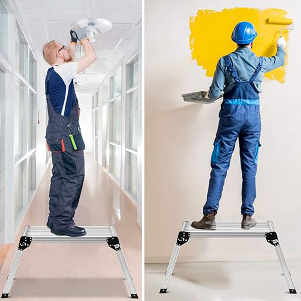 Folding Ladders – Aluminum Work Platform Step Stool with Non-Slip Mat, 330 lbs Capacity