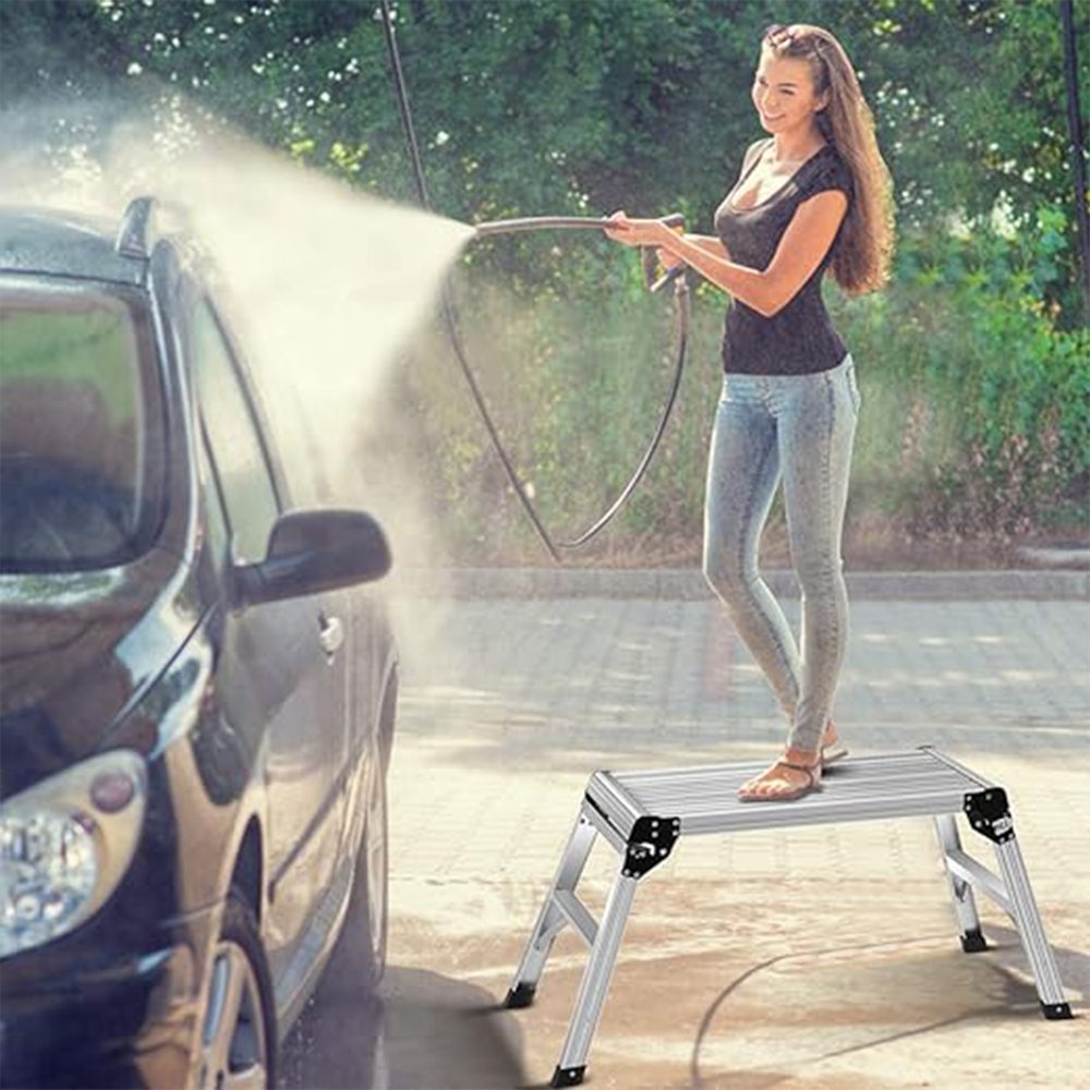 Folding Ladders – Aluminum Work Platform Step Stool with Non-Slip Mat, 330 lbs Capacity