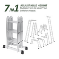 Folding Ladders – 8.5ft Aluminum 7-in-1 Multi-Purpose Ladder with Anti-Skid Pedal, 330 lbs Capacity