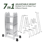 Folding Ladders – 8.5ft Aluminum 7-in-1 Multi-Purpose Ladder with Anti-Skid Pedal, 330 lbs Capacity