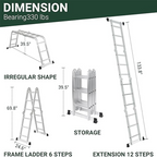 Folding Ladders – 8.5ft Aluminum 7-in-1 Multi-Purpose Ladder with Anti-Skid Pedal, 330 lbs Capacity
