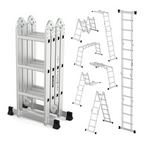 Folding Ladders – 8.5ft Aluminum 7-in-1 Multi-Purpose Ladder with Anti-Skid Pedal, 330 lbs Capacity