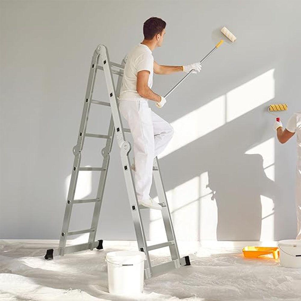 Folding Ladders – 8.5ft Aluminum 7-in-1 Multi-Purpose Ladder with Anti-Skid Pedal, 330 lbs Capacity