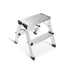 Step Ladders – 2/3 Step Folding Aluminum Stool with Anti-Slip Feet, 330 lbs Capacity