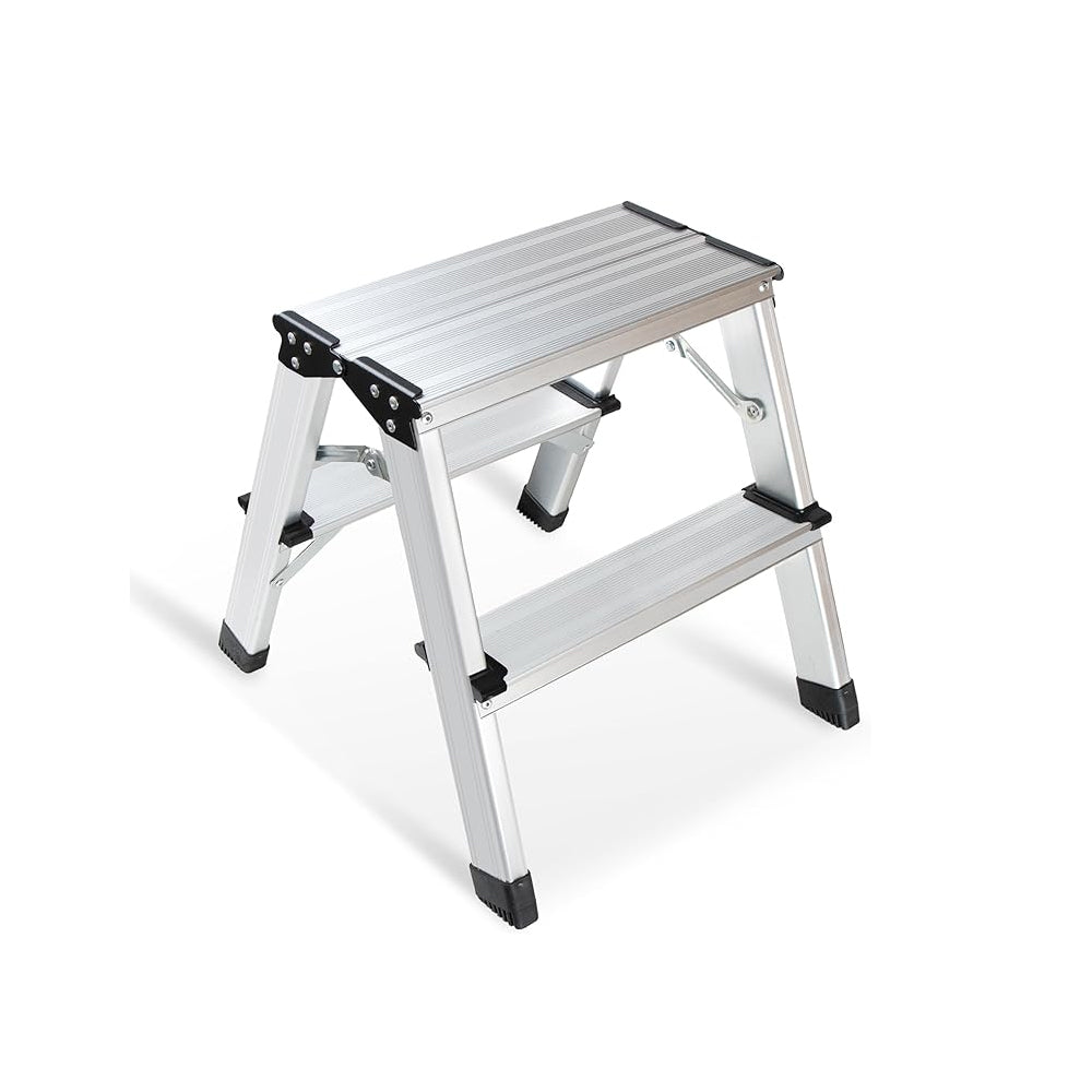 Step Ladders – 2/3 Step Folding Aluminum Stool with Anti-Slip Feet, 330 lbs Capacity
