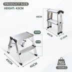 Step Ladders – 2/3 Step Folding Aluminum Stool with Anti-Slip Feet, 330 lbs Capacity