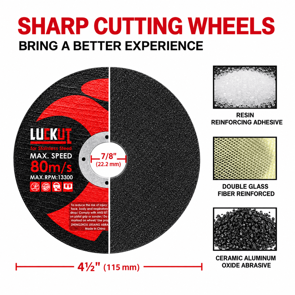 4.5" / 115mm Angle Grinder Cutting Discs – Thin Metal Cut-Off Wheels for Stainless Steel | 10/25 Pack