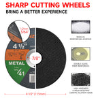 4-1/2" Angle Grinder Cutting Discs – Thin Metal Cutting Wheels for Stainless Steel | 5/10/25 Pack