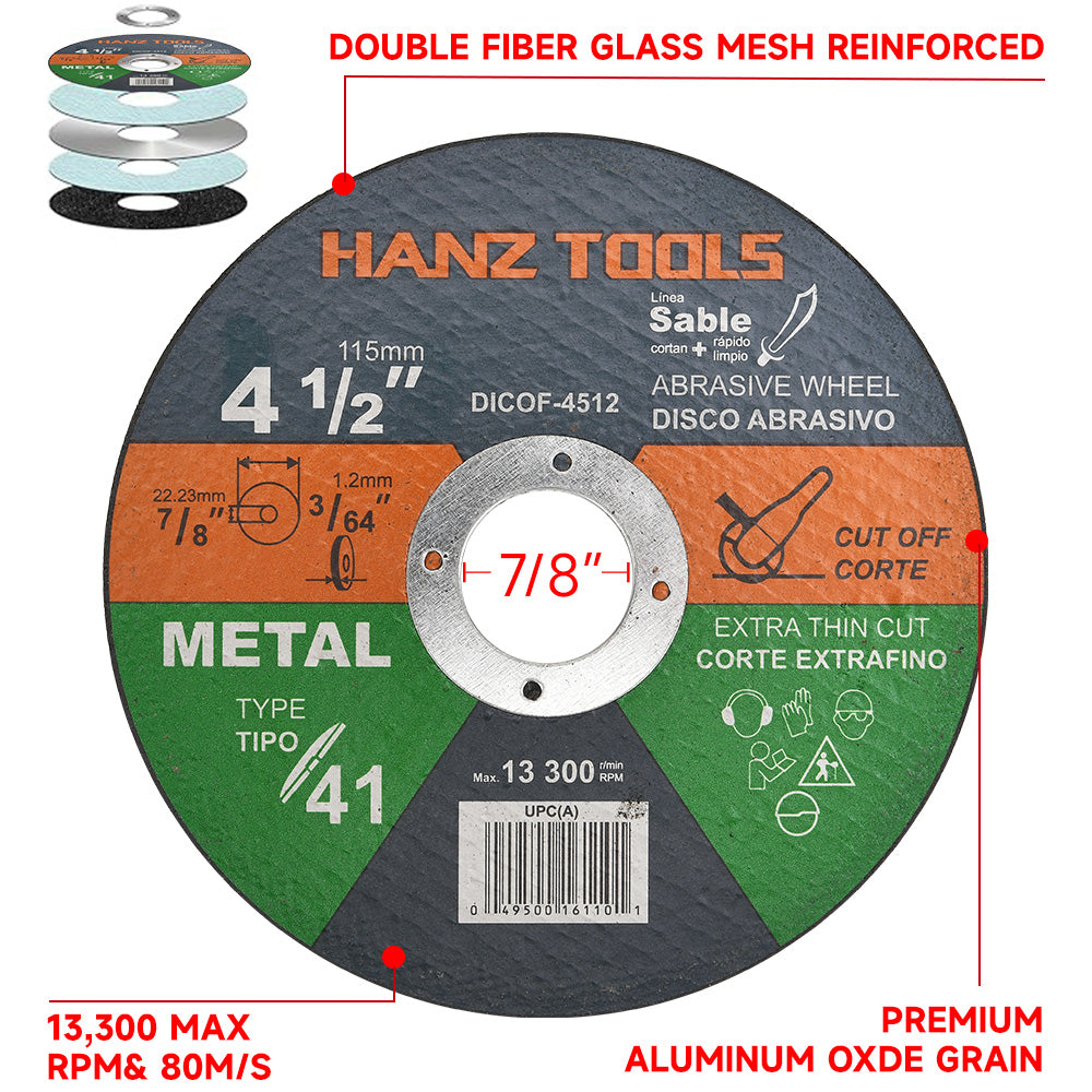 4-1/2" Angle Grinder Cutting Discs – Thin Metal Cutting Wheels for Stainless Steel | 5/10/25 Pack
