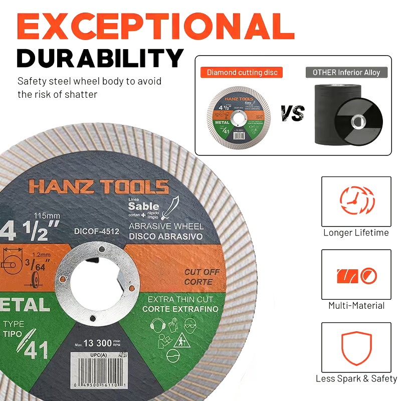 4.5" Diamond Angle Grinder Cutting Discs – Super Thin Tile Blade with Single-Sided Groove for Dry & Wet Cutting Porcelain, Ceramic, Granite, Marble