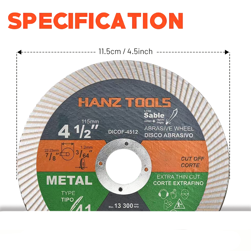4.5" Diamond Angle Grinder Cutting Discs – Super Thin Tile Blade with Single-Sided Groove for Dry & Wet Cutting Porcelain, Ceramic, Granite, Marble