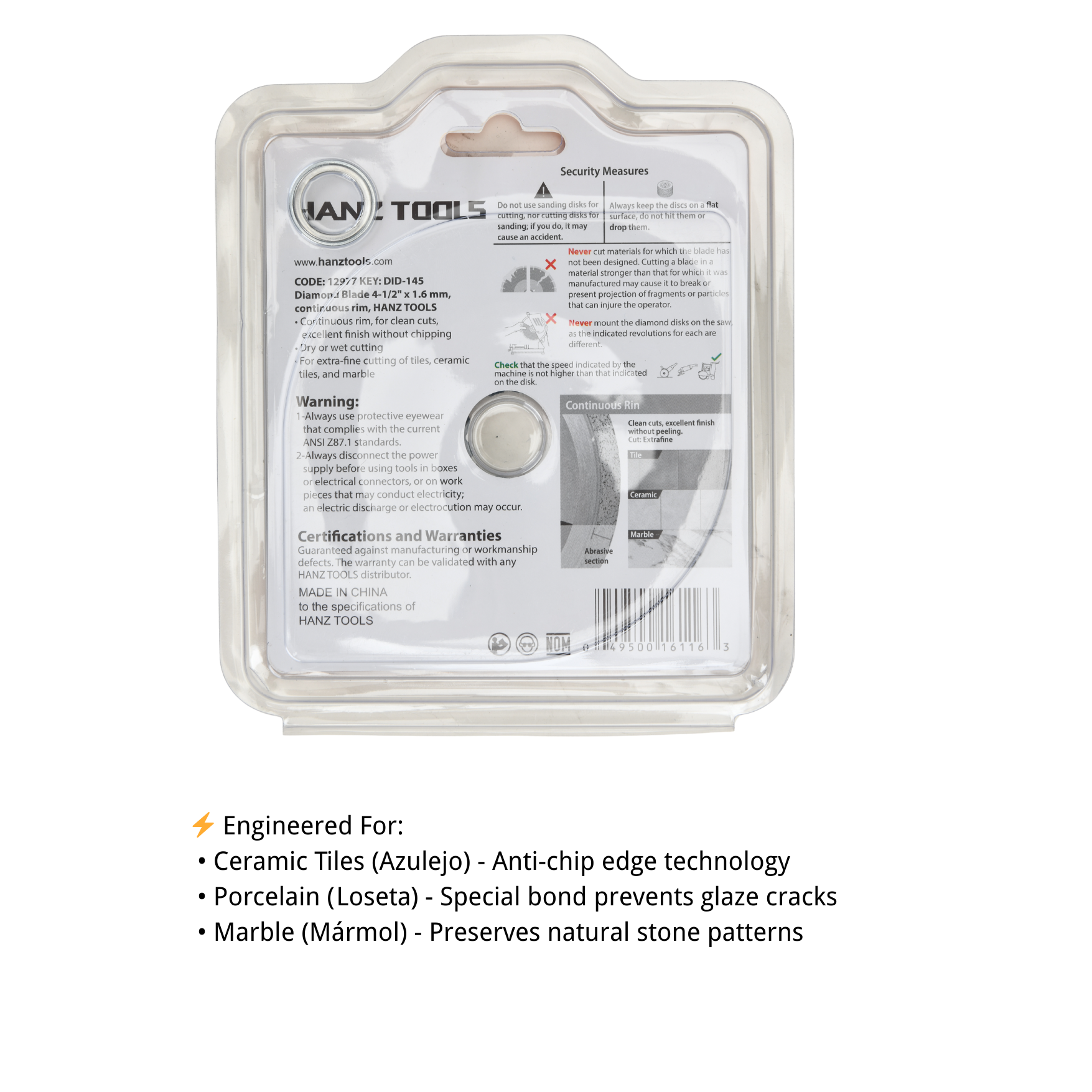 4.5" Diamond Angle Grinder Cutting Discs – Super Thin Tile Blade with Single-Sided Groove for Dry & Wet Cutting Porcelain, Ceramic, Granite, Marble