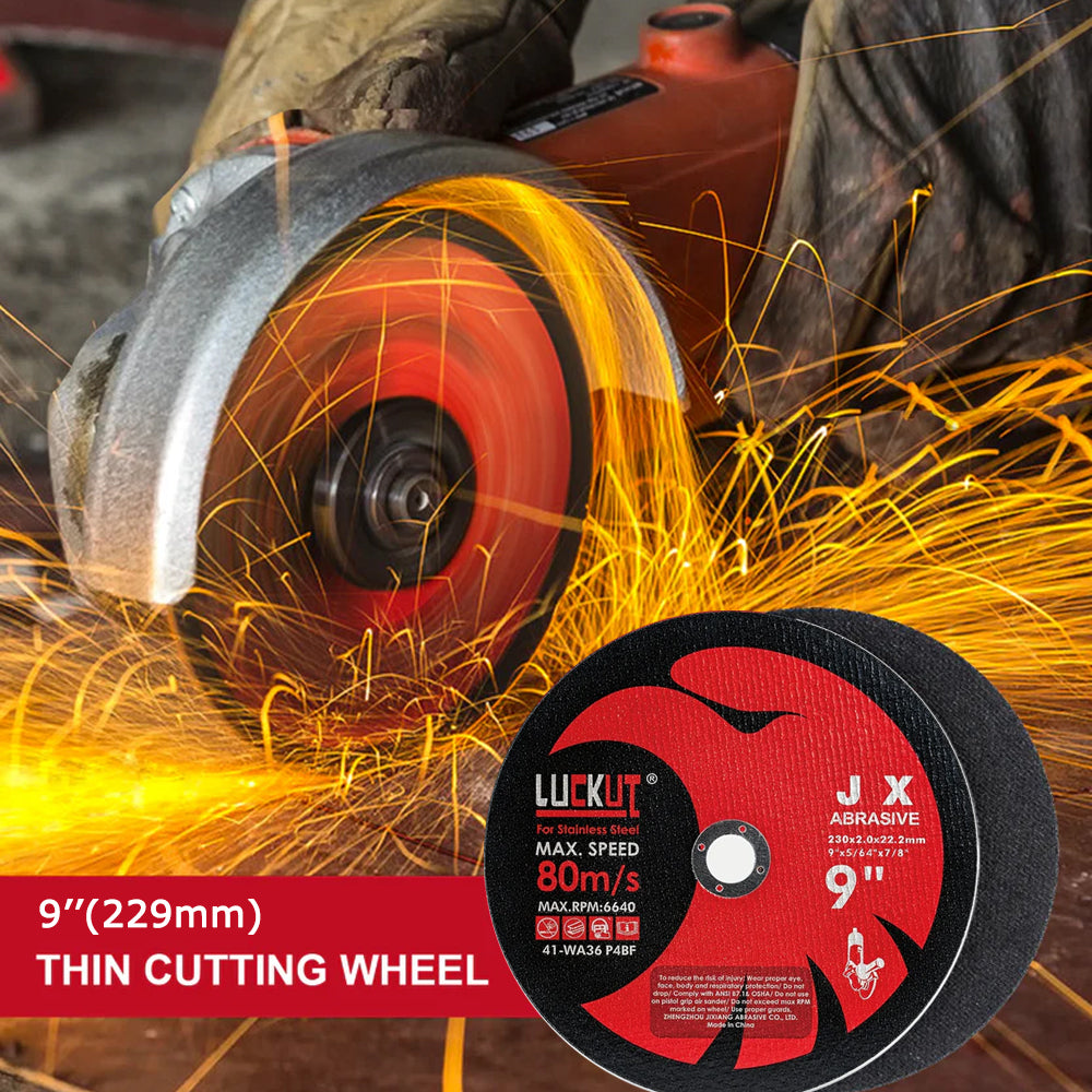 9" / 230mm Angle Grinder Cutting Discs – Thin Metal Cut-Off Wheels for Stainless Steel | 25/50/100/200 Pack