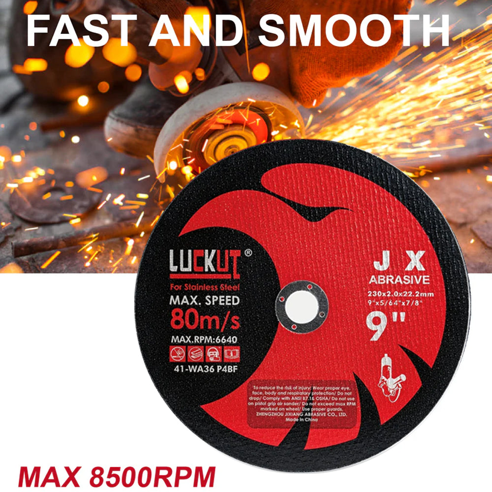 9" / 230mm Angle Grinder Cutting Discs – Thin Metal Cut-Off Wheels for Stainless Steel | 25/50/100/200 Pack