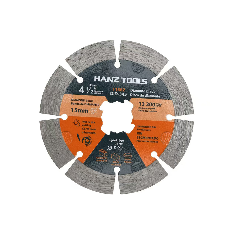 4.5" Diamond Angle Grinder Cutting Discs – Segmented Tile Blade for Dry & Wet Cutting Porcelain, Ceramic, Granite, Marble