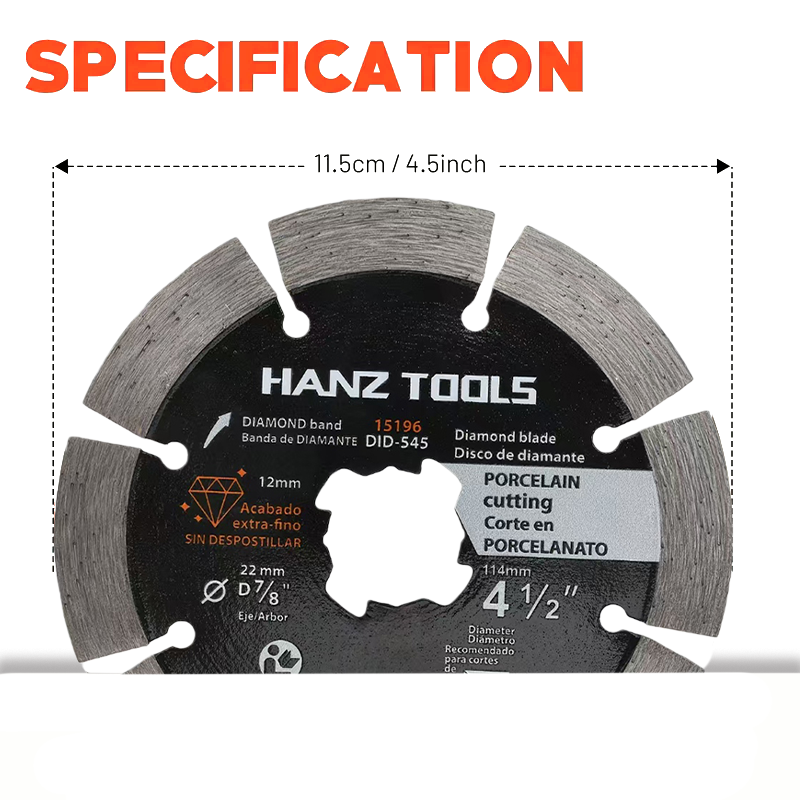 4.5" Diamond Angle Grinder Cutting Discs – Super Thin Tile Blade for Dry & Wet Cutting Porcelain, Ceramic, Granite, Marble