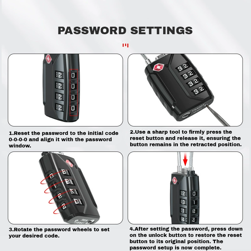 2-Pack TSA Approved Combination Padlock – 4-Digit Resettable Code Travel Locks for Luggage, Suitcase, Backpack, Toolbox, Gym Locker (Black)