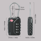 2-Pack TSA Approved Combination Padlock – 4-Digit Resettable Code Travel Locks for Luggage, Suitcase, Backpack, Toolbox, Gym Locker (Black)