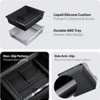 Tesla Model 3 & Model Y Center Console Organizer – Juniper 4-Piece Double Layer Storage, Silent Slide & Cup Holder Friendly (2024–2026)