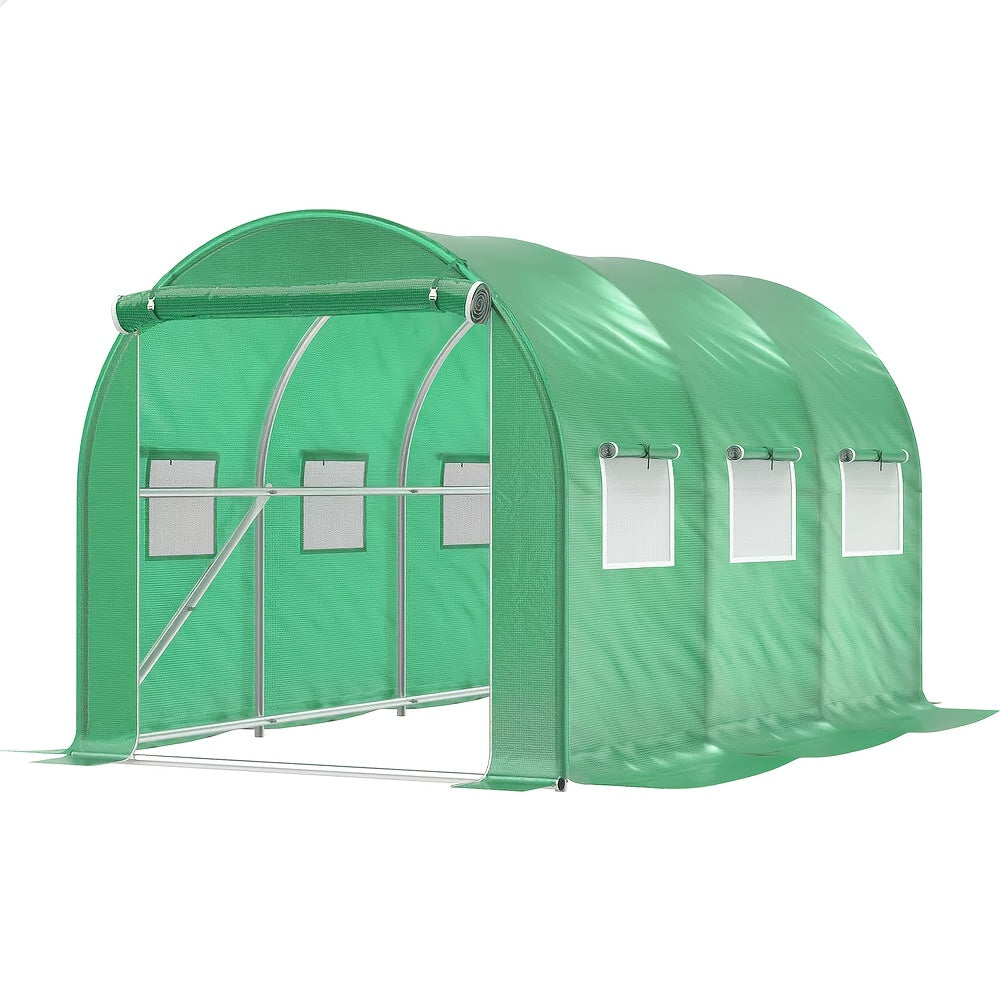 Portable Greenhouse – 9.8x6.5x6.5 ft Walk-In Greenhouse with Roll-Up Door & 6 Windows | Backyard Greenhouse