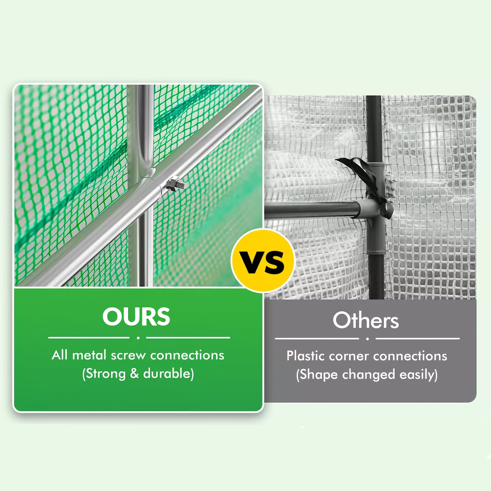 Portable Greenhouse – 9.8x6.5x6.5 ft Walk-In Greenhouse with Roll-Up Door & 6 Windows | Backyard Greenhouse