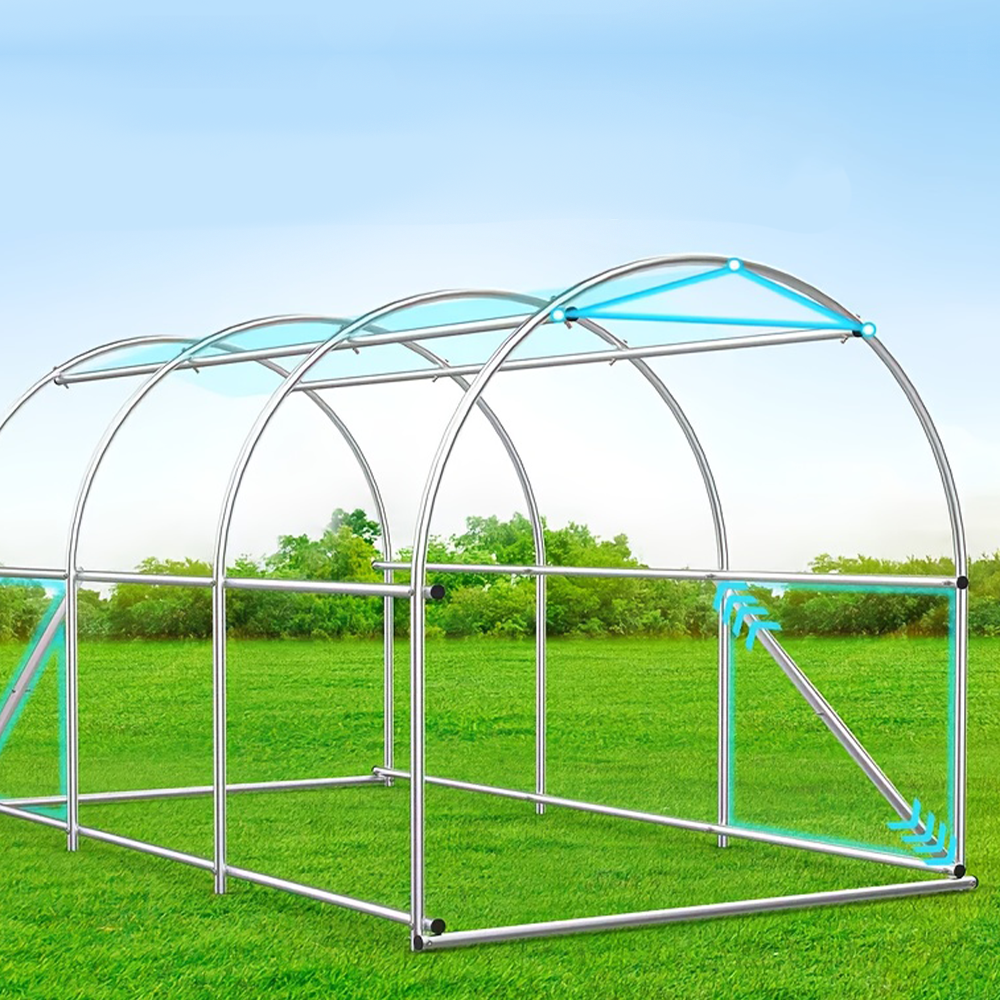 Portable Greenhouse – 9.8x6.5x6.5 ft Walk-In Greenhouse with Roll-Up Door & 6 Windows | Backyard Greenhouse