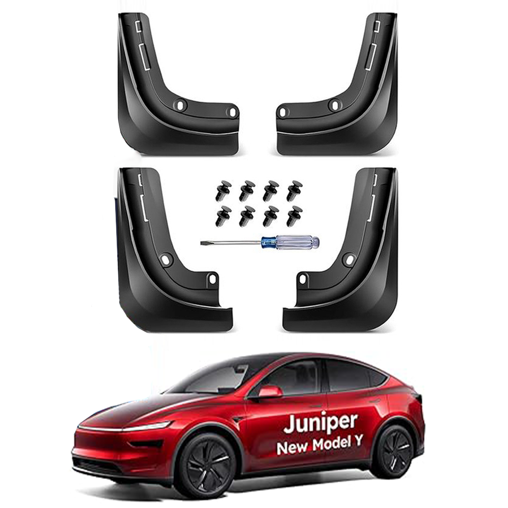 2025 New Tesla Model Y Juniper Accessories Mud Flaps [Stay Clean, Protect Paint] All Weather Guards Body Kits for Tesla New Model Y 2025 2026 Launch, Thicker Version (Set of 4)
