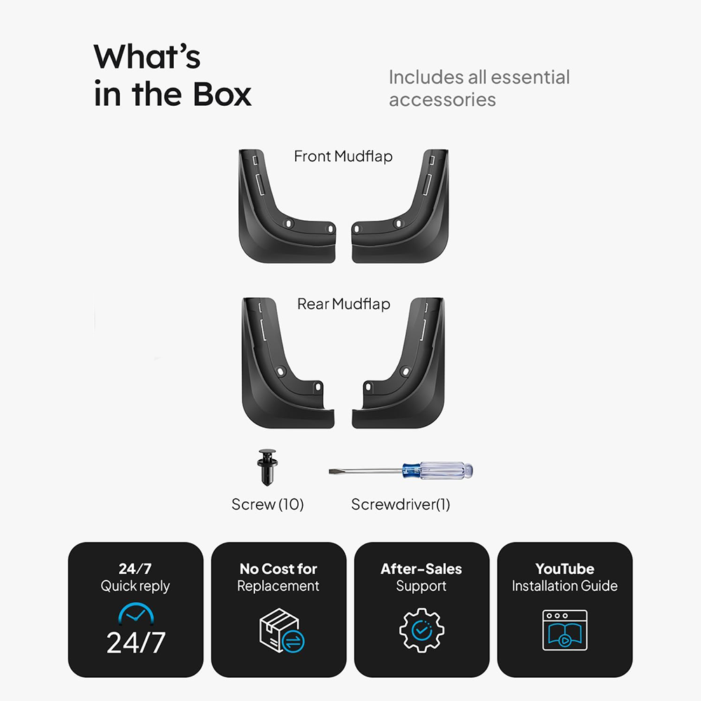 2025 New Tesla Model Y Juniper Accessories Mud Flaps [Stay Clean, Protect Paint] All Weather Guards Body Kits for Tesla New Model Y 2025 2026 Launch, Thicker Version (Set of 4)