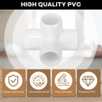 12-Pack 4-Way PVC Tube Connectors – 1" Furniture Grade Elbow & Side Outlet Tees for DIY PVC Furniture, Greenhouse, and Tent Frames