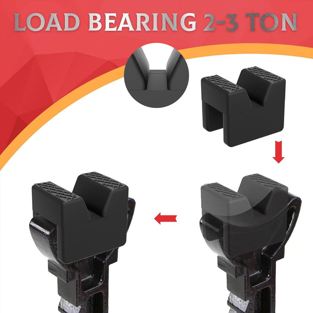 1/2 Set Curved Jack Pad 2.6×1.8×2 in – Universal Slotted Rubber Floor Jack Protector