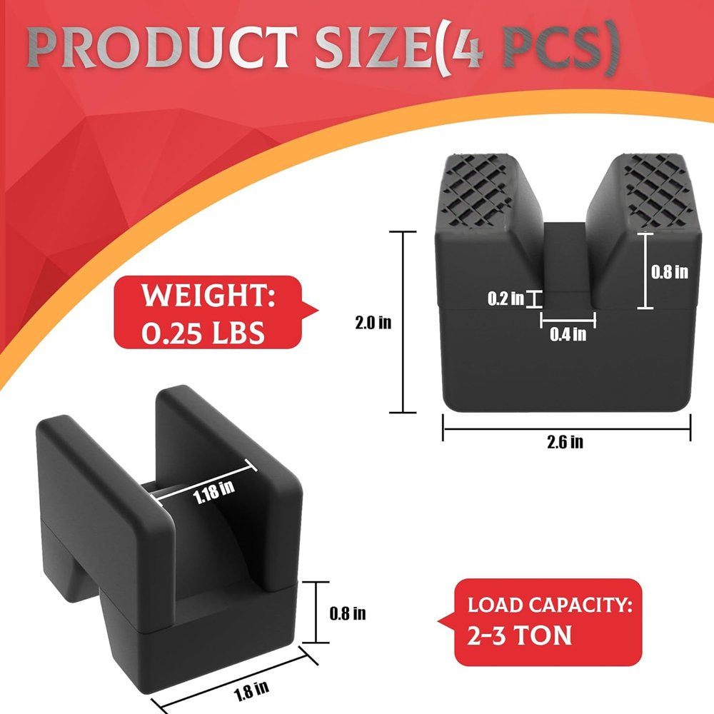 1/2 Set Curved Jack Pad 2.6×1.8×2 in – Universal Slotted Rubber Floor Jack Protector