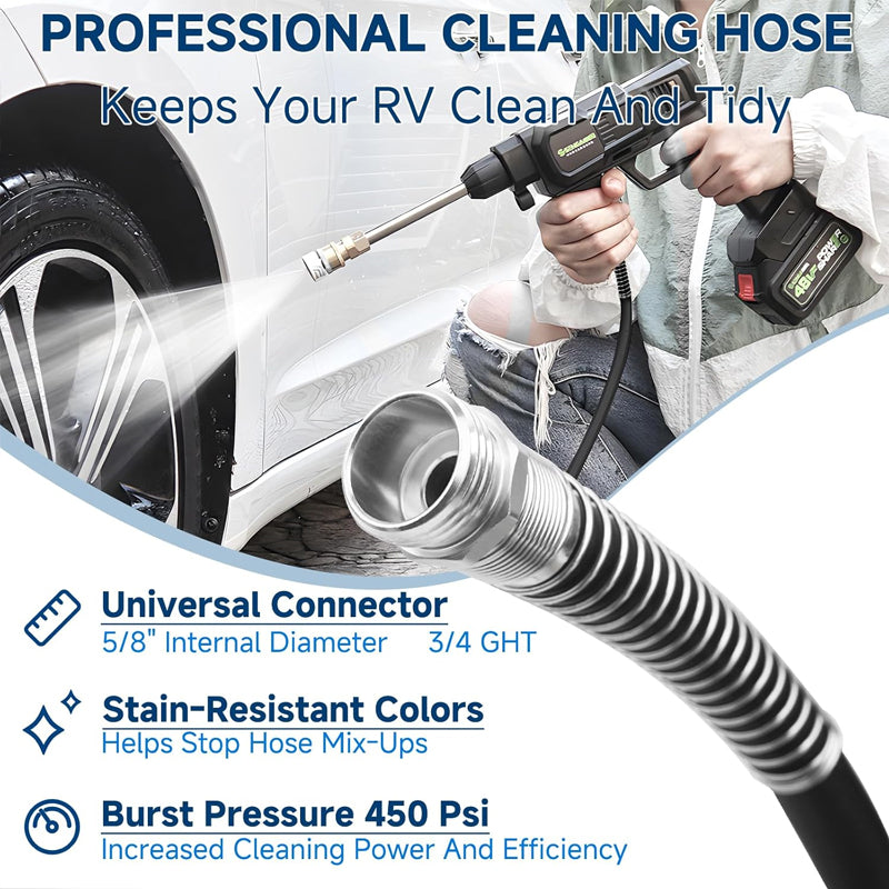 25FT 5/8" Diameter RV Sewer Hose – Black, No-Kink Design with Storage Bag | RV Supplies