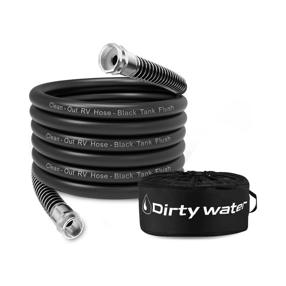 25FT 5/8" Diameter RV Sewer Hose – Black, No-Kink Design with Storage Bag | RV Supplies