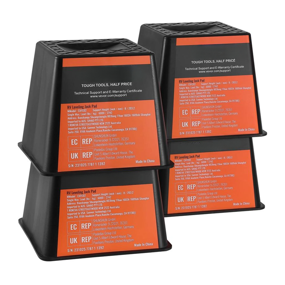 4-Pack RV Jack Blocks – 6000 lbs Capacity Polypropylene Stabilizer Blocks for Trailer, RV & Camper | RV Accessories