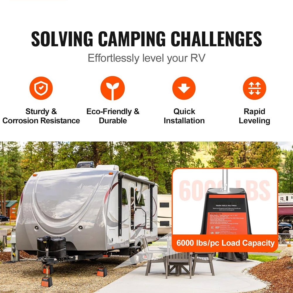 4-Pack RV Jack Blocks – 6000 lbs Capacity Polypropylene Stabilizer Blocks for Trailer, RV & Camper | RV Accessories