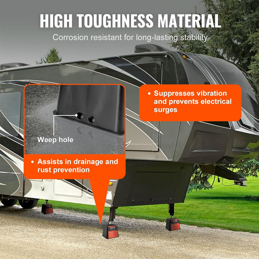 4-Pack RV Jack Blocks – 6000 lbs Capacity Polypropylene Stabilizer Blocks for Trailer, RV & Camper | RV Accessories