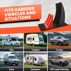 Camper Leveler Premium Kit – 6" Curved RV Leveling System with Wheel Chocks, Rubber Mats & Carry Bag